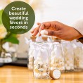 Ethisa Just Married Wedding Reception Bottles 25 Pack Bulk Gold Glass Bottles for Favors Wedding Party Souvenirs with White Ribbons and Thank You Stickers for Guests