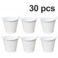 GuiHe 30pcs Mini Metal Bucket Tin Candy Box Buckets Souvenirs Gift Pails Perfect for Party Favors Candy Votive Candles Trinkets Small Plants White