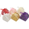KEIVA 70 Stück lasergeschnittene Rosen Süßigkeiten-Boxen 6,3 x 6,3 x 8,1 cm Geschenkboxen für Brautparty Jahrestag Geburtstag Party Hochzeit Gastgeschenk Purple-100