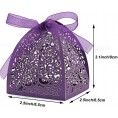 KPOSIYA KEIVA Pack of 70 Laser Cut Rose Candy Boxes Favor Boxes 2.5"x 2.5"x 3.1" Gift Boxes Bridal Shower Anniverary Birthday Party Wedding Favor Purple