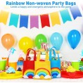 MIMIND 24 Pieces Rainbow Non-Woven Party Bags with Handles 7.9 x 7.9 Inch Party Gift Tote Bag Party Favor Bags for Birthday Rainbow Theme Party Wedding Anniversary Party Favors 6 Assorted Colors