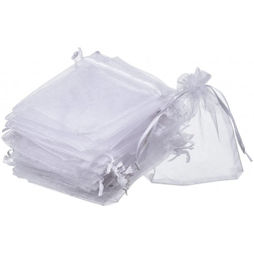 Mudder 50 Pack Organza Gift Bags Wedding Party Favor Bags Jewelry Pouches Wrap 4 x 4.72 Inches White