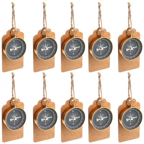 PartyTalk 50pcs Compass Wedding Favors for Guests Compass Souvenir Gift with Kraft Tags for Travel Themed Party Decorations Nautical Christmas Ornaments