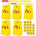 PARTYZK 20PCS Game Theme Party Favor Candy Bags with 24 PCS Thank You Stickers Cute Party Goody Treat Gift Bags for Kids Boys Girls Party Decorations-Yellow