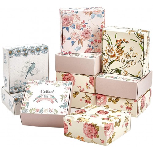 PH Pandahall 30 Pack Soap Packaging Box 5 Style Flower DIY Handmade Soap Holder Candy Chocolate Favor Box Paper Gift Wrapping Box for Wedding Birthday Soap Making Supplies 2.95 x 2.95 x 1.1"