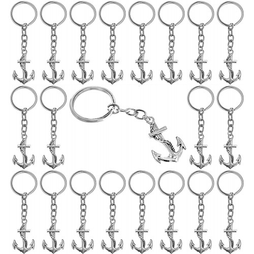 PHAETON 40PCS Silver Anchor Keychain Keyrings Ocean Themed Party Favor Wedding Favors for Guests Creative Souvenirs Gifts Nautical Theme Wedding Party Decorations