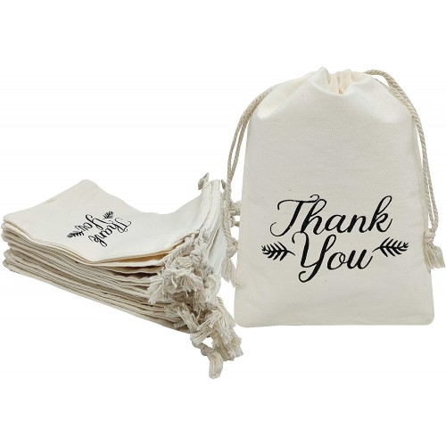 Sanrich Thank You Drawstring Bags 6x9 inch for Party Favor 20 Pack Gift Goodies Treat Bags
