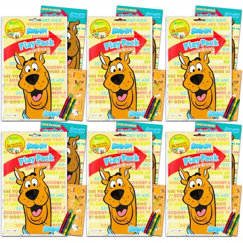 Scooby Doo Party Favors Pack ~ Bundle of 6 Scooby Doo Play Packs Filled with Stickers Coloring Books and Crayons Scooby Doo Party Supplies