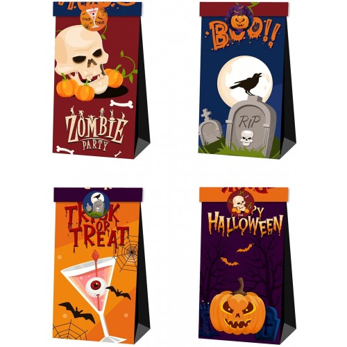 SWYOUN Happy Halloween Goodie Bags Paper Gift Bags Supplies Treat Bag Halloween Party DecorationPack of 24