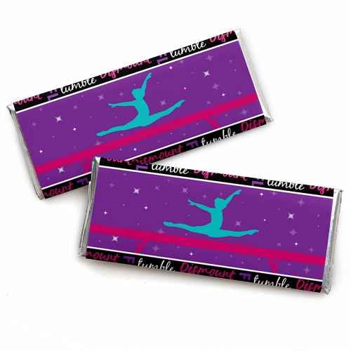 Tumble Flip & Twirl – Gymnastik – Candy Bar Wrapper für Geburtstagsparty oder Gymnast Party Gastgeschenke – Set von 24 Stück