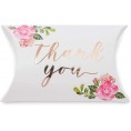 Wedding Pillow Boxes Rose Gold Foil Thank You Party Favors 5.15 x 3.15 In 100 Pack
