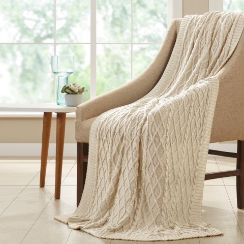 Blankets & Throws| Amrapur Overseas Diamond Knit Light Sand 50-in x 70-in 1-lb Throw - TQ96684