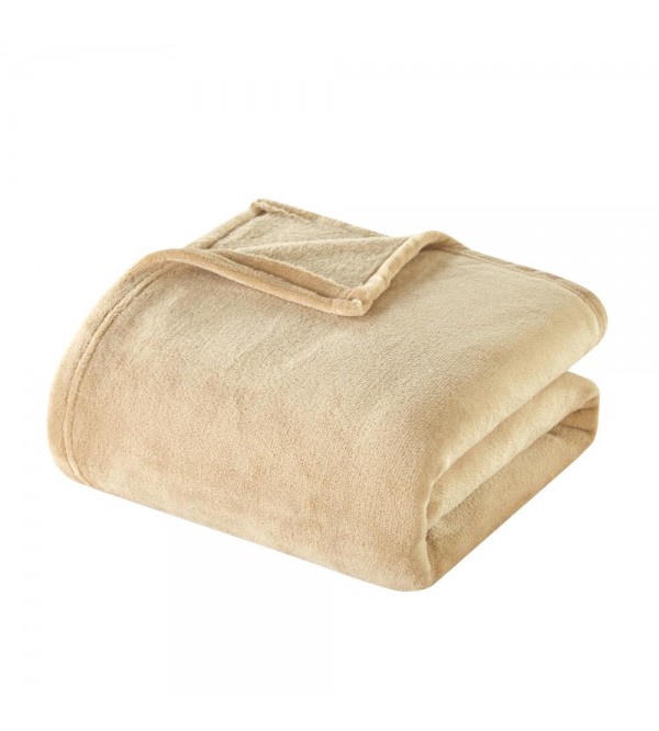 Blankets & Throws| Chic Home Design Gaten Camel 50-in x 60-in Fleece 3-lb - YI49458