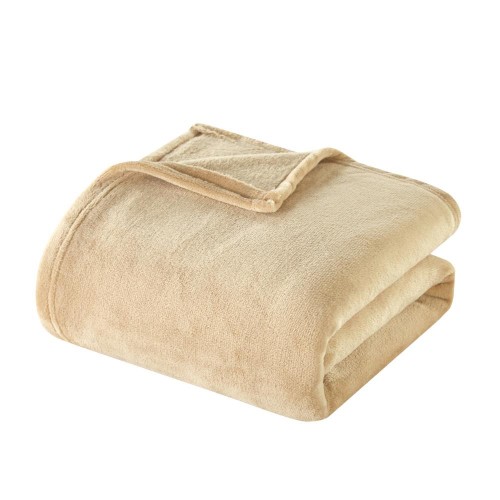 Blankets & Throws| Chic Home Design Zahava Camel 108-in x 90-in Fleece 4-lb - VO22027