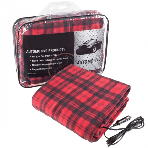 Blankets & Throws| Fleming Supply Fleming Supply Heated Car Blanket Red and Black 42-in x 52-in 2.51-lb - AR90140