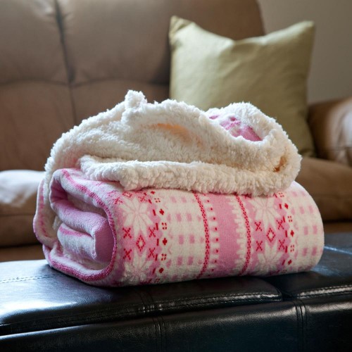 Blankets & Throws| Hastings Home Hastings Home Blankets Pink Snowflakes 50-in x 60-in 2.11-lb - YN06024