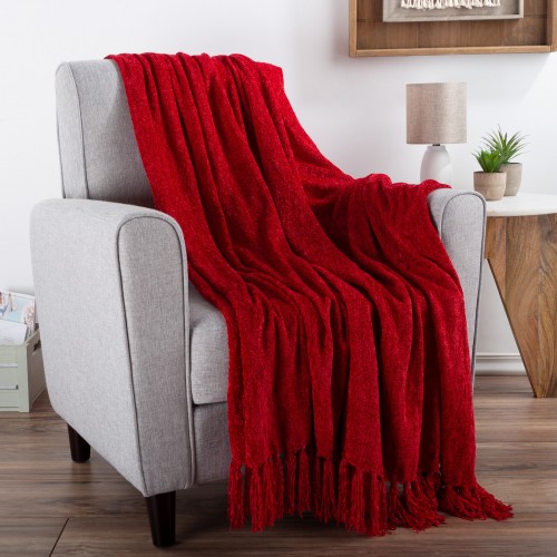 Blankets & Throws| Hastings Home Hastings Home Blankets Vineyard Red 60-in x 70-in 2.86-lb - YJ41698