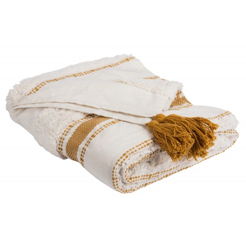 Blankets & Throws| Safavieh Polli Mustard Yellow/Beige 50-in x 60-in 2-lb - PM37258