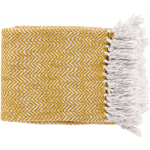 Blankets & Throws| Surya Mustard/White 50-in x 60-in 1.5-lb - XN52521