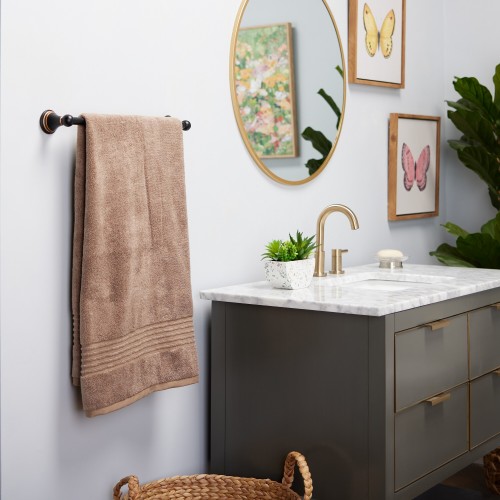 Bathroom Towels| allen + roth Taupe Cotton Bath Towel (allen + roth) - SB23114