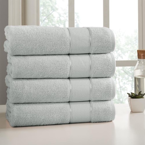 Bathroom Towels| Amrapur Overseas 4-Piece Gray Cotton Bath Towel Set (4pc Spunloft bath towel) - TQ45742