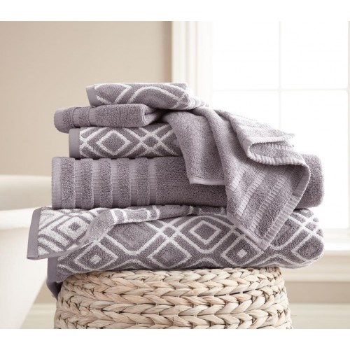 Bathroom Towels| Amrapur Overseas 6-Piece Ash Gray Cotton Bath Towel Set (Oxford) - HX91795
