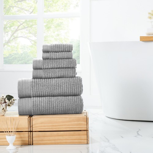 Bathroom Towels| Amrapur Overseas 6-Piece Cloud Cotton Bath Towel Set (Soft Rib Quick Dry Towel Set) - TS91048