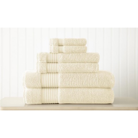 Bathroom Towels| Amrapur Overseas 6-Piece Ivory Cotton Bath Towel Set (turkish cotton) - PL47216