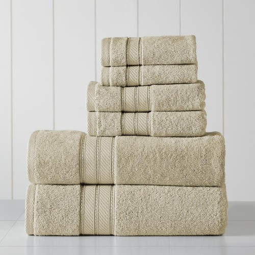 Bathroom Towels| Amrapur Overseas 6-Piece Sand Cotton Bath Towel Set (6pc Spunloft) - LK89084
