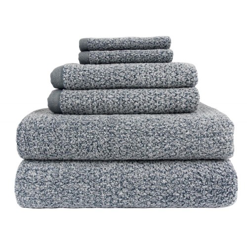 Bathroom Towels| Everplush 6-Piece Dusk (Grey Blue) Cotton Bath Towel Set (Diamond Jacquard Towels) - HC00962