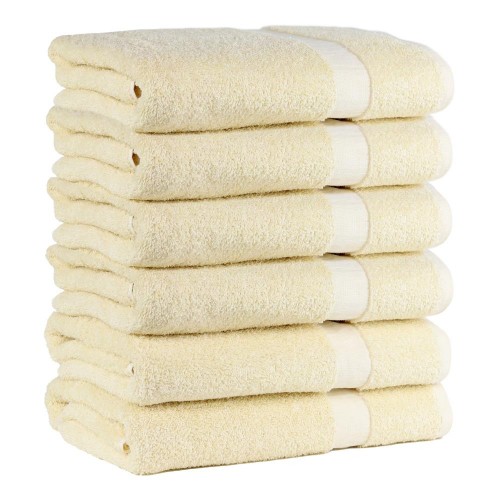 Bathroom Towels| Fibertone 6-Piece Beige Cotton Bath Towel Set - FH34084