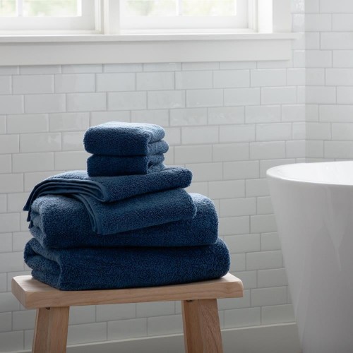 Bathroom Towels| Linenspa Essentials 6-Piece Blue Cotton Bath Towel Set - JS87953