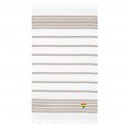 Bathroom Towels| Linum Home Textiles Beige and White Turkish Cotton Beach Towel (Herringbone- Rainbow Heart) - MD91196