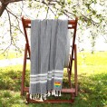 Bathroom Towels| Linum Home Textiles Black Turkish Cotton Beach Towel (Luxe Herringbone- Rainbow Heart) - EJ05917