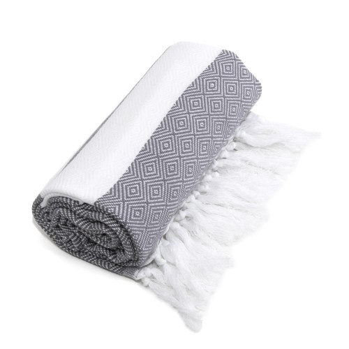 Bathroom Towels| Linum Home Textiles Grey Turkish Cotton Beach Towel (Diamond) - PJ06410