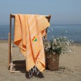 Bathroom Towels| Linum Home Textiles Melon Orange Turkish Cotton Beach Towel (Lucky- Rainbow Heart) - ER58854