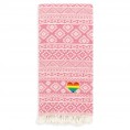 Bathroom Towels| Linum Home Textiles Pink Turkish Cotton Beach Towel (Sea Breeze- Rainbow Heart) - ME13876