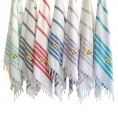 Bathroom Towels| Linum Home Textiles Royal Blue and White Turkish Cotton Beach Towel (Herringbone- Rainbow Heart) - DO95097