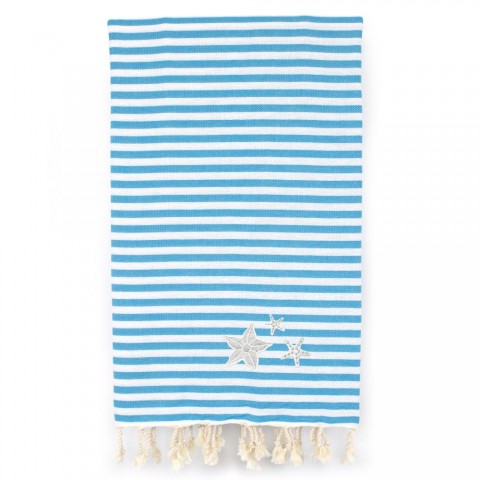 Bathroom Towels| Linum Home Textiles Turquoise Water Turkish Cotton Beach Towel (Fun in the Sun- Starfish) - YJ61304