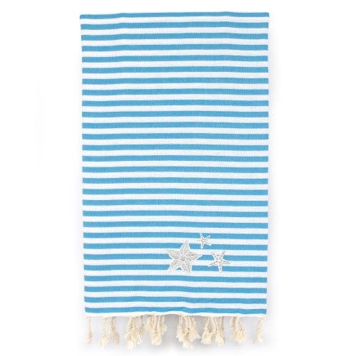 Bathroom Towels| Linum Home Textiles Turquoise Water Turkish Cotton Beach Towel (Fun in the Sun- Starfish) - YJ61304