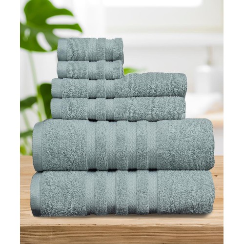 Bathroom Towels| Micro Cotton 6-Piece Sea Foam Cotton Bath Towel Set (Ethicot) - BZ77146