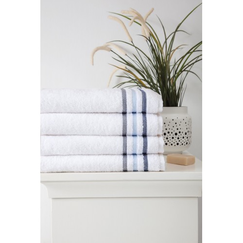 Bathroom Towels| OZAN PREMIUM HOME 4-Piece Blue Turkish Cotton Bath Towel Set (Bedazzle) - RZ08001