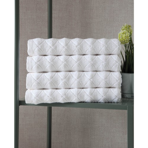 Bathroom Towels| OZAN PREMIUM HOME 4-Piece White Turkish Cotton Bath Towel (Esperance) - NS77674