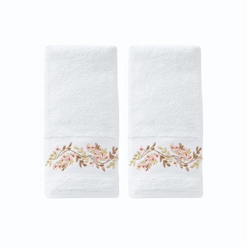 Bathroom Towels| Saturday Knight Ltd 2-Piece White Cotton Hand Towel (Misty Floral) - AS77911