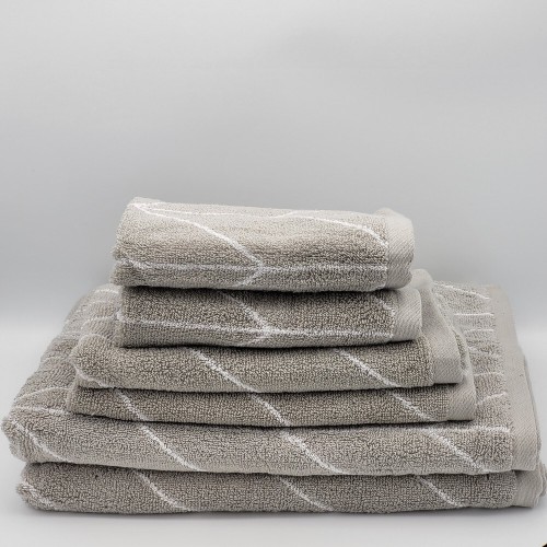 Bathroom Towels| undefined 6-Piece Silver Cotton Bath Towel Set (Knightsbridge lines) - AU85817