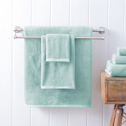 Bathroom Towels| Welhome 6-Piece Aqua Cotton Bath Towel Set (Franklin) - AF42256