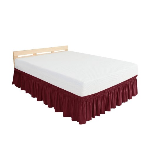 Bed Skirts| Subrtex Elegant Soft Replaceable Wrap Around Ruffled Bed Skirt(Full, Wine) - CB89462