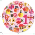 1st Birthday Pink Ladybug Dessert Party Pack Paper Plates Napkins Cups Table Cover and Hanging Cutouts Set Serves 16