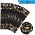 3 Pieces Black Graduation Party Decorations Congrats Grad Tablecloths Class of 2022 Themed Plastic Tablecovers for Graduation Party High School University College Table Decorations Supplies 54X108inch