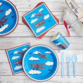 Airplane Party Supplies ? Serves 24 ? Includes Plates Knives Spoons Forks Cups and Napkins. Perfect Airplane Party Pack for Kids Airplane Themed Parties.